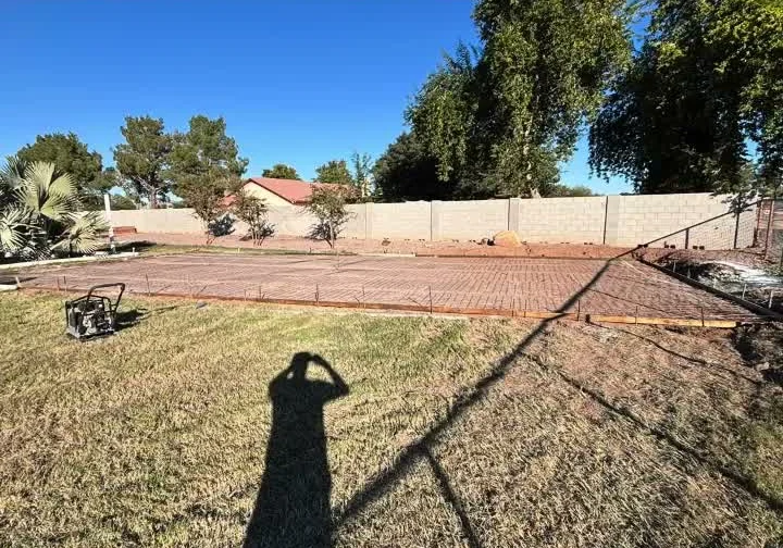 Sport court slab formed and gridded with rebar before the pour in Gilbert, AZ